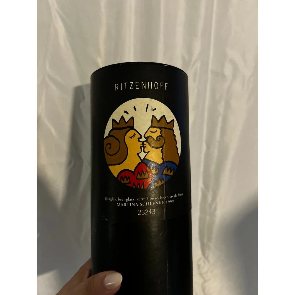 NEW Ritzenhoff Martina Schlenke 1999 Beer Glass Tube and 5 Coasters Set 23243
